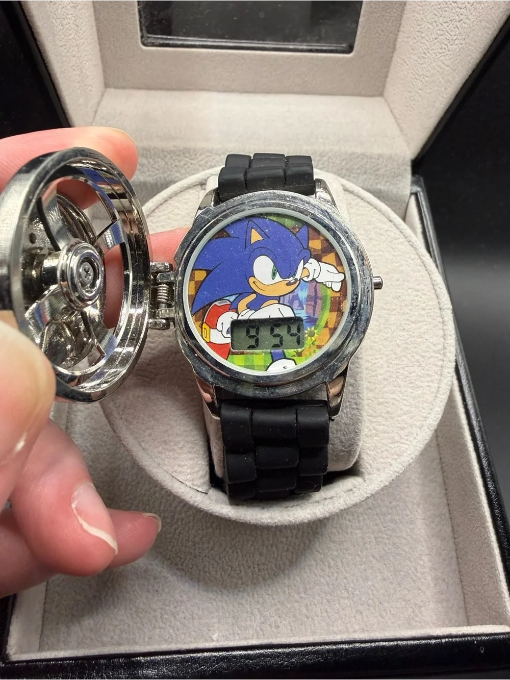 Sonic Spinner Flip Watch SNC4188CV 36.4mm Digital Working No Strap Keeper 19.5mm